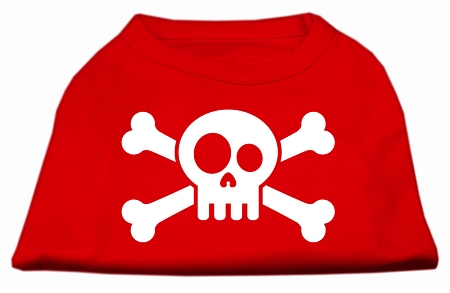 Skull Crossbone Screen Print Shirt Red Lg